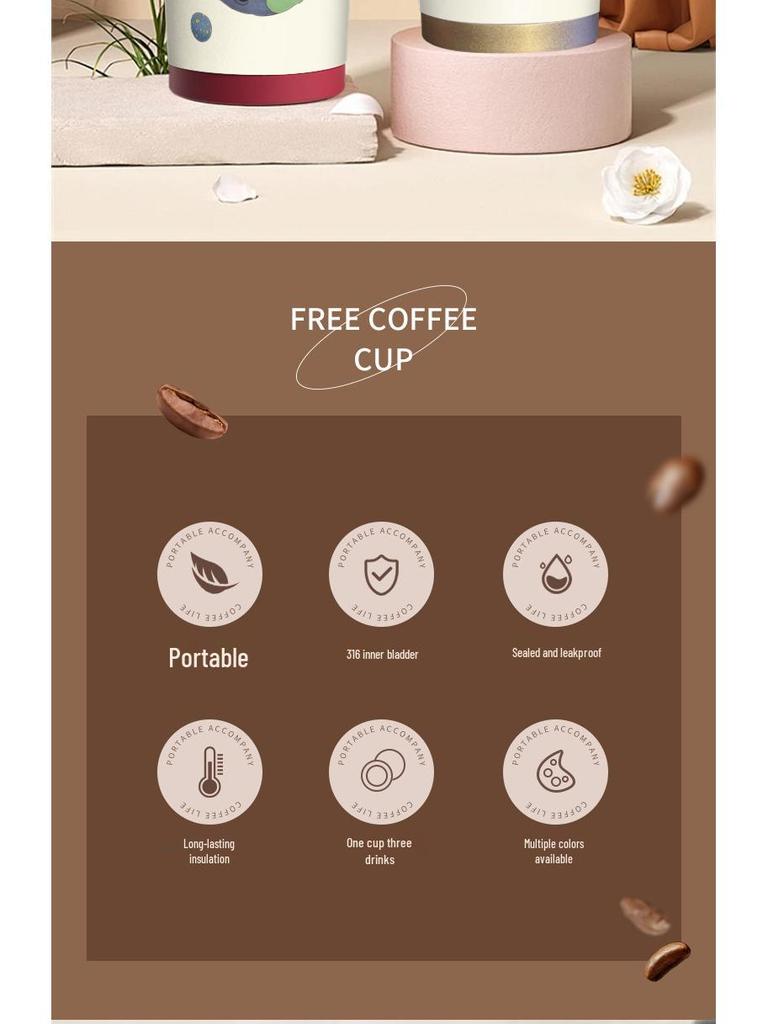 Термокружка из нержавеющей стали 316 для детей «Маленький принц» с трубочкой - Портативная версия, Кофейная и Подарок на день рождения