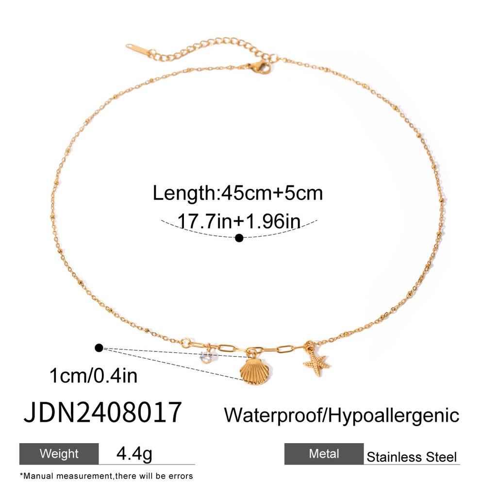 Zircon Starfish Pendant Necklace Titanium Steel Collarbone Chain Minimalist High-End Fashion Jewelry for Women