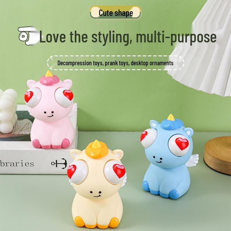 Googly-Eyed Stress Relief Unicorn Doll - Silicone Squeeze Toy with Bursting Eyes for Venting Stress