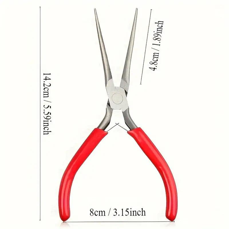 4.5-inch red needle mouth pliers, mini jewelry pliers, nail pliers, DIY handmade model pliers, tools