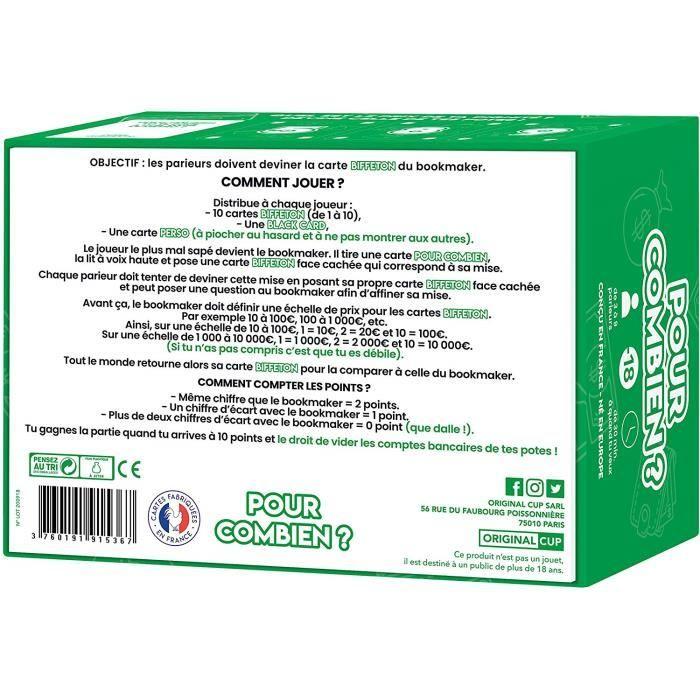 Original Cup - Pour Combien? - Quel Est Le Prix De Ta Dignité? Serais-tu Prêt À Tout Pour De l’Argent? Jeu De Société Et De 6892