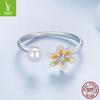 Small Yellow Flower Open Ring S925 Simple And Fashionable Open Ring Batch Jewelry Ring