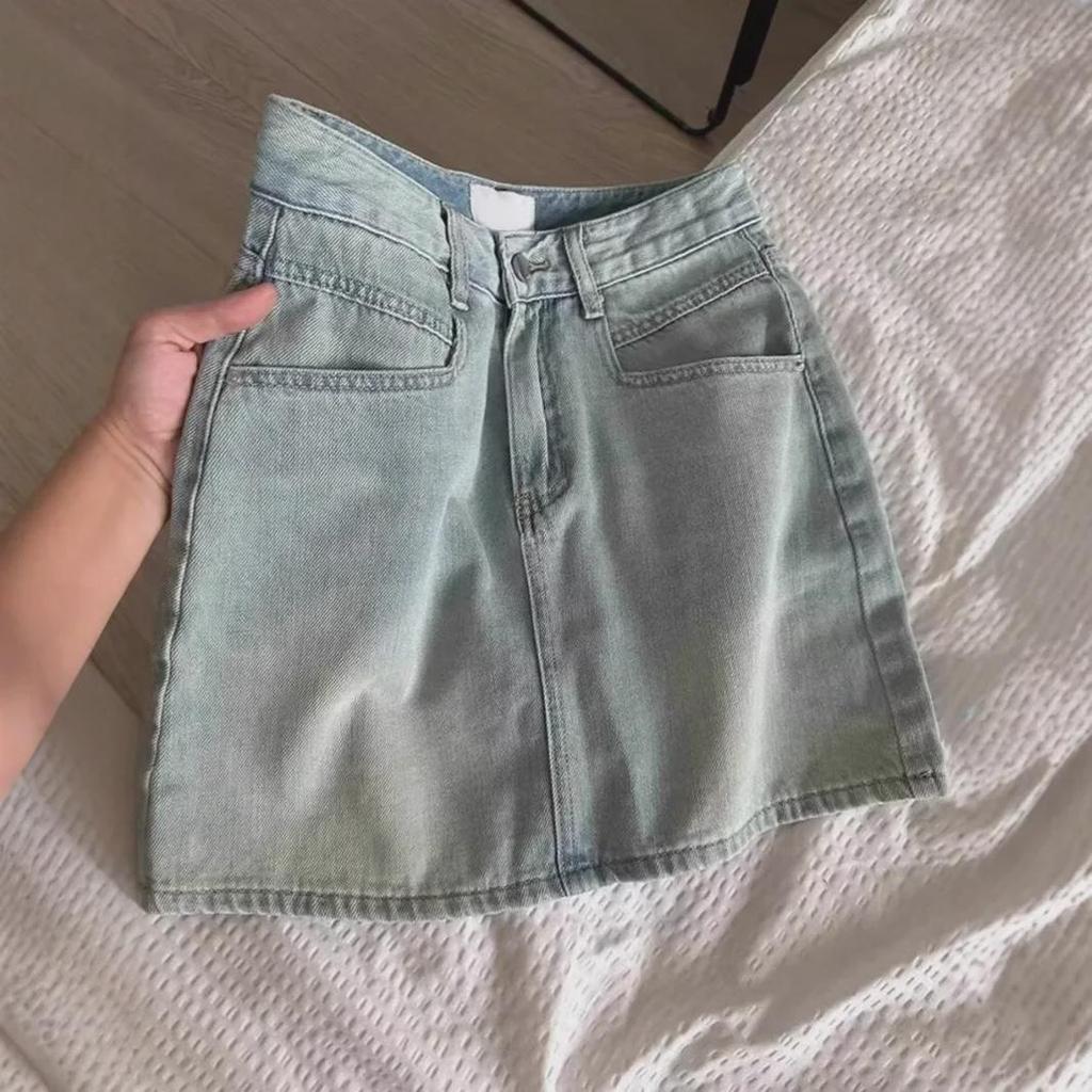 2025 Женская узкая юбка-трапеция большого размера в американском стиле в стиле ретро из денима