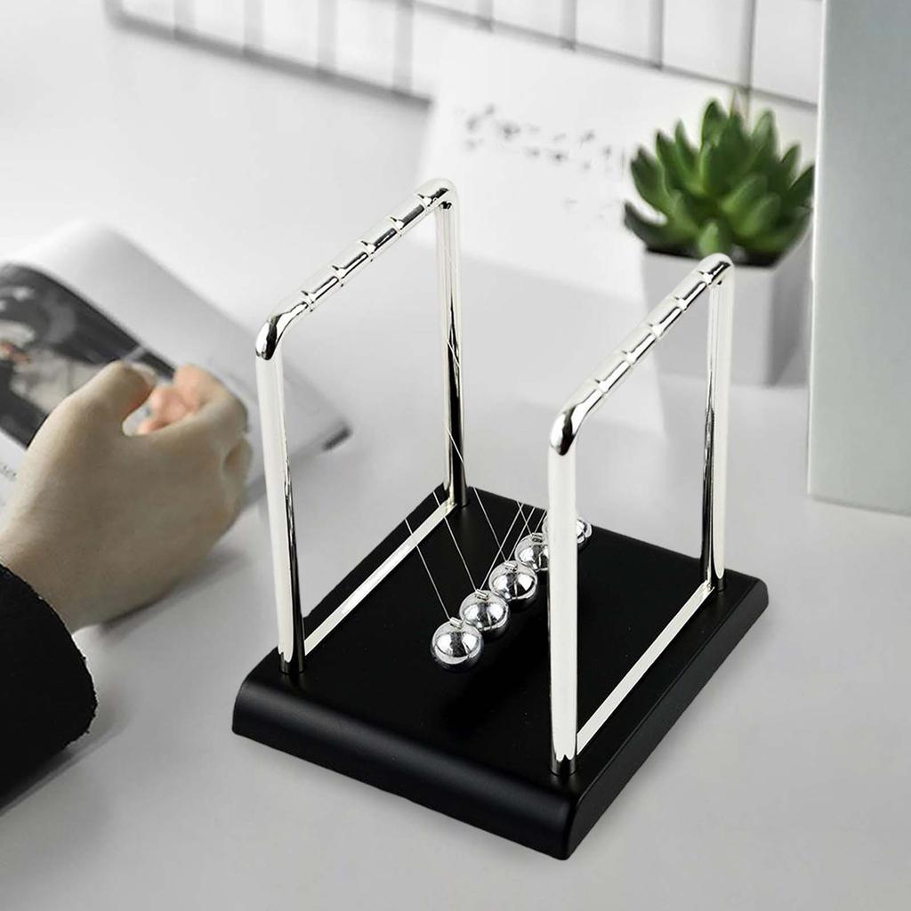 Cradle Pendulum Balance Steel Balls Physics Learning with Wooden Stand Pendulum Balls Accessories for Desk Office Decor