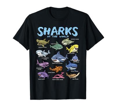 Футболка с изображением акулы Футболка Sharks Sea Animals Shark Lover World