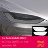 2 Pcs Car Headlight Protective Film Front Light Transparent Smoked Black TPU Sticker For Tesla Model X  car Accessories
