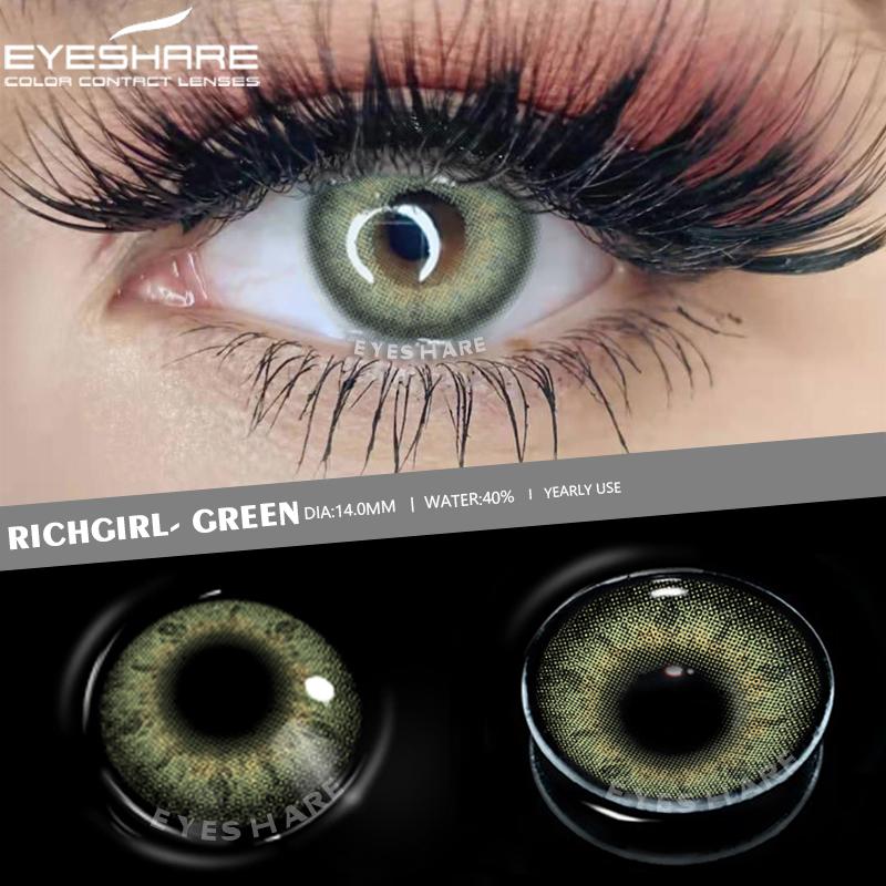 Eyeshare 2pcs/pair Colored Contact Lenses for Eyes Colored Eye Lenses RICH GIRL Contact Lens Beautiful Pupil Cosmetics Yearly