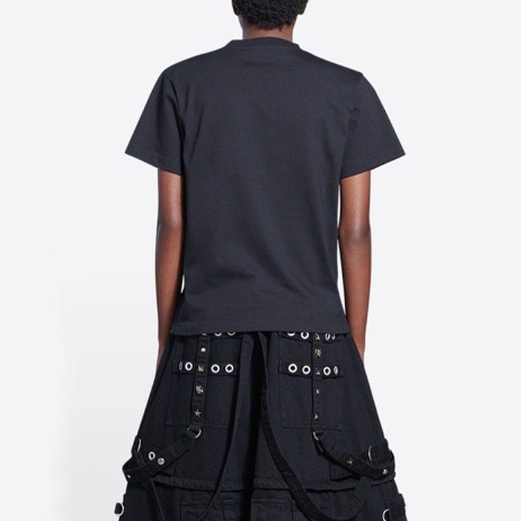 Balenciaga SS22 Обычная футболка Женская Черная Приталенная 670943TLVH40100