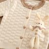 Autumn and Winter New Girls' Knitted Sweater Set, Children's Cardigan Two-piece Set, Top Half Skirt Cartoon Rabbit Red