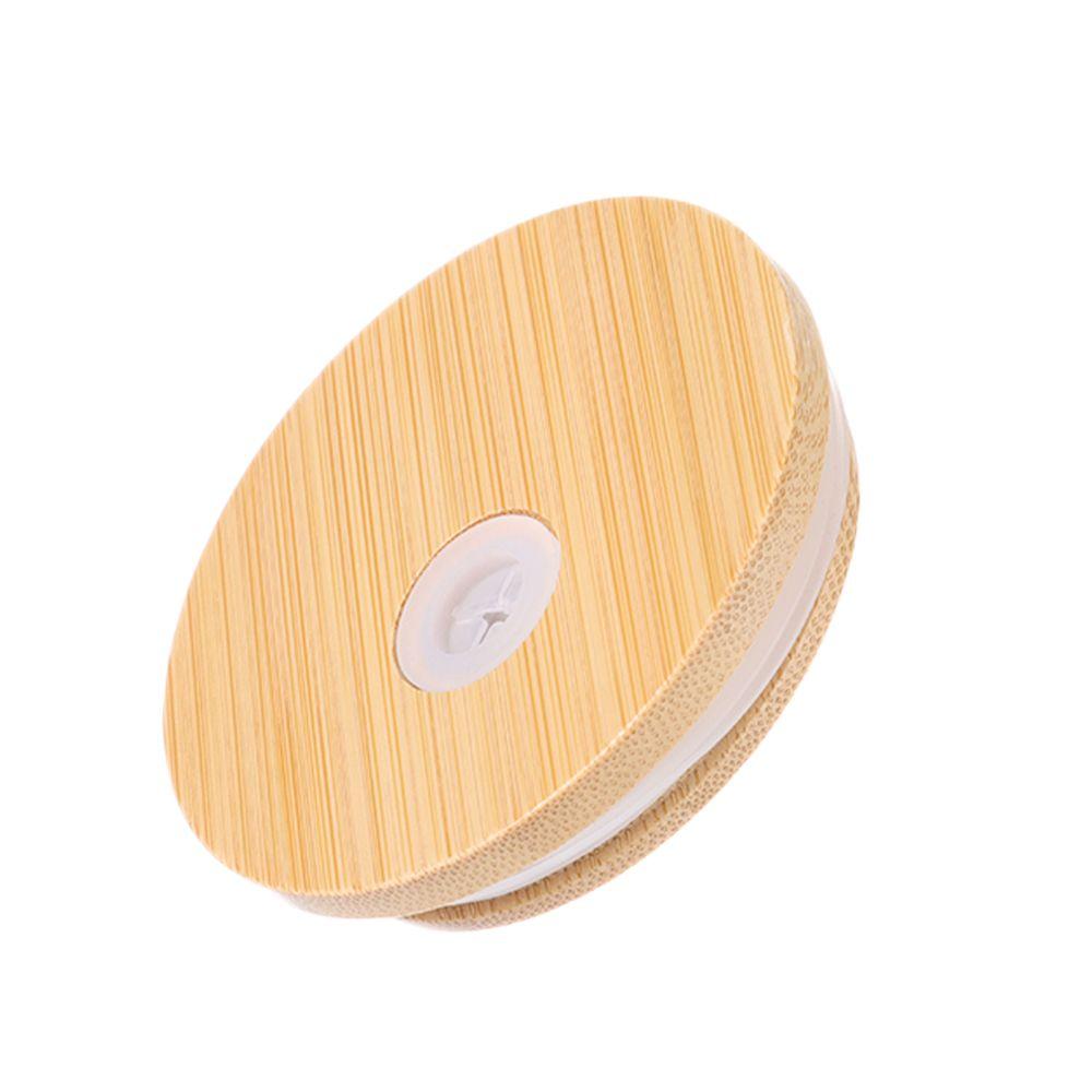 Storage Bottles Silicone Seal Ring Wide Mouth Cup Mason Jar Lid With Straw Hole Bamboo Wood Lids