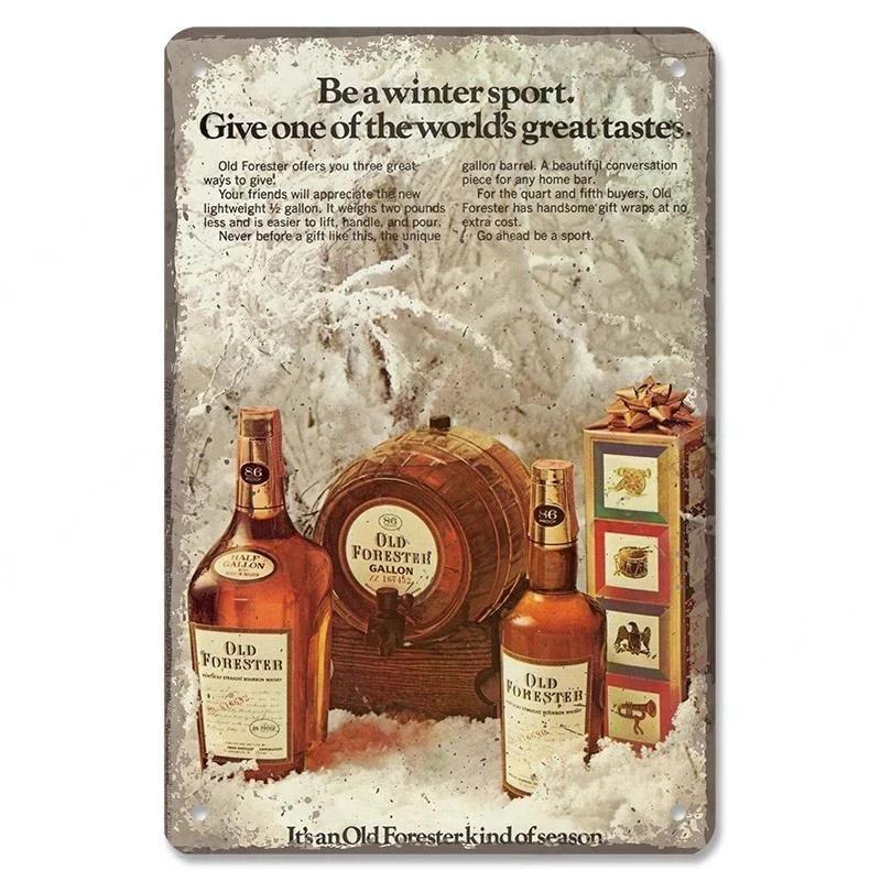Винтажный постер Виски Сигара Металлическая жестяная табличка Ретро Декоративные тарелки Для Гаража Клуба Мужской пещеры Бара Отеля Кафе Настенный декор