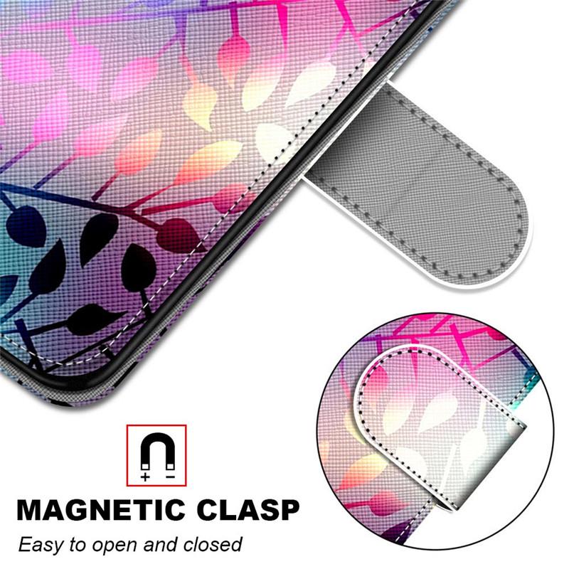 Fashion Painted Pattern Cover Lanyard Flip Leather Case For iPhone Samsung Huawei Honor Xiaomi Redmi OPPO Realme Moto Asus