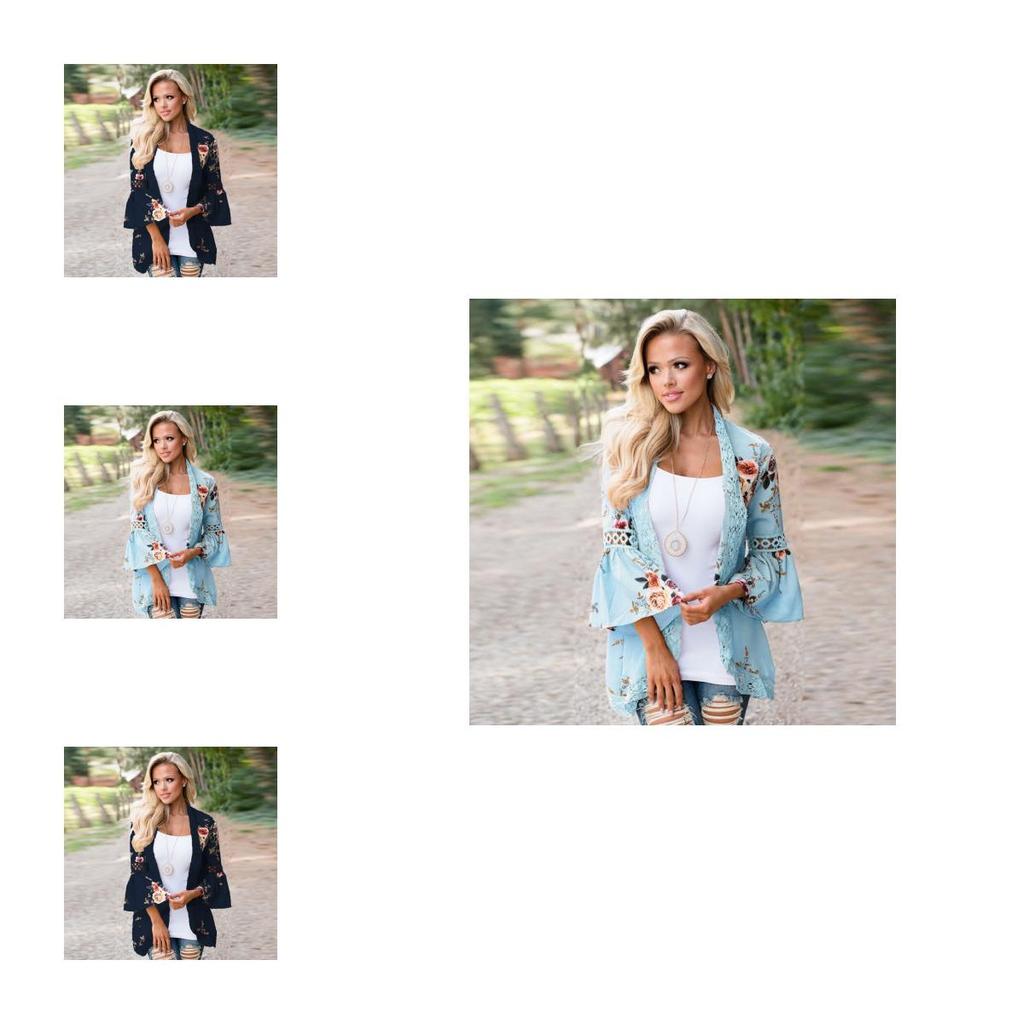 Femmes Dentelle Boho Floral Kimono Cardigan Dames Décontractée Tops Veste