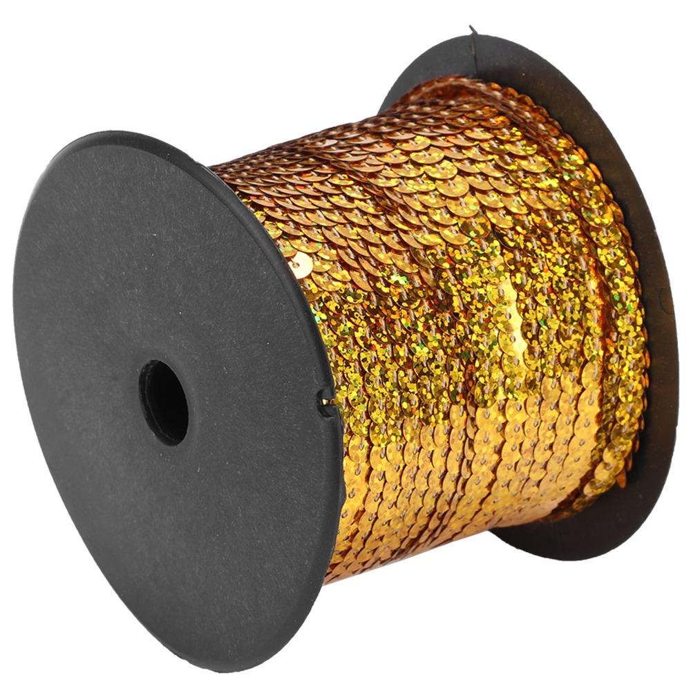 1pcs Round Flat Shape Sequin Trim 6mm Width Glitter Ribbon Flat Sequin Strip Crafts Projects