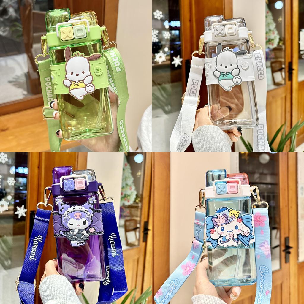 Пластиковый стакан для воды Sanrio Kuromi с трубочкой и герметичной крышкой для детей и подростков