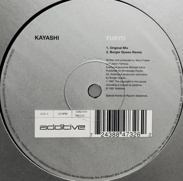 12-дюймовая пластинка KAYASHI - Furyo 12AD019 Additive 1997 UK Танцевальная и электронная музыка Б/у