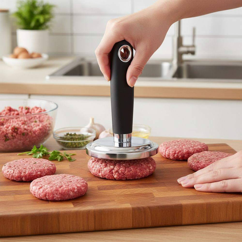 Практичная ручная форма-пресс из нержавеющей стали для мясных пирогов, круглая, антипригарная, пресс для котлет, долговечный, для подвешивания котлет, говядина