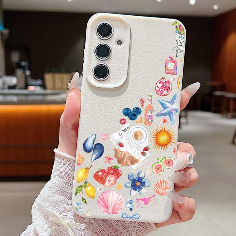 Модный Чехол В Морском Стиле С Рисунком Китов Для Samsung S26 S25 S24 Ultra S23 S22 S21 FE A15 A16 A17 A35 A36 A37 A54 A55 A56 A57 5G Кожаная Текстура Обложка