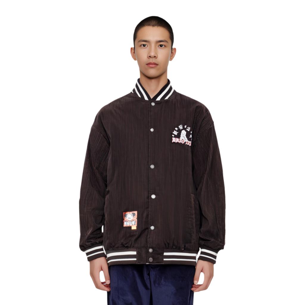 Li-Ning Мужская куртка на пуговицах с длинными рукавами и нашивками Badfive, темно-коричневые AJMS113-3