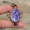 Подвеска из лепидолита, подвеска из электроформованной меди, подвеска с необработанным драгоценным камнем африканского аметиста, подвеска в стиле бохо ручной работы, электроформованное украшение для подарка