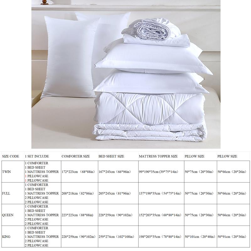 Comforter Pillowcases Mattress Topper Protector Cover Bedding Set
