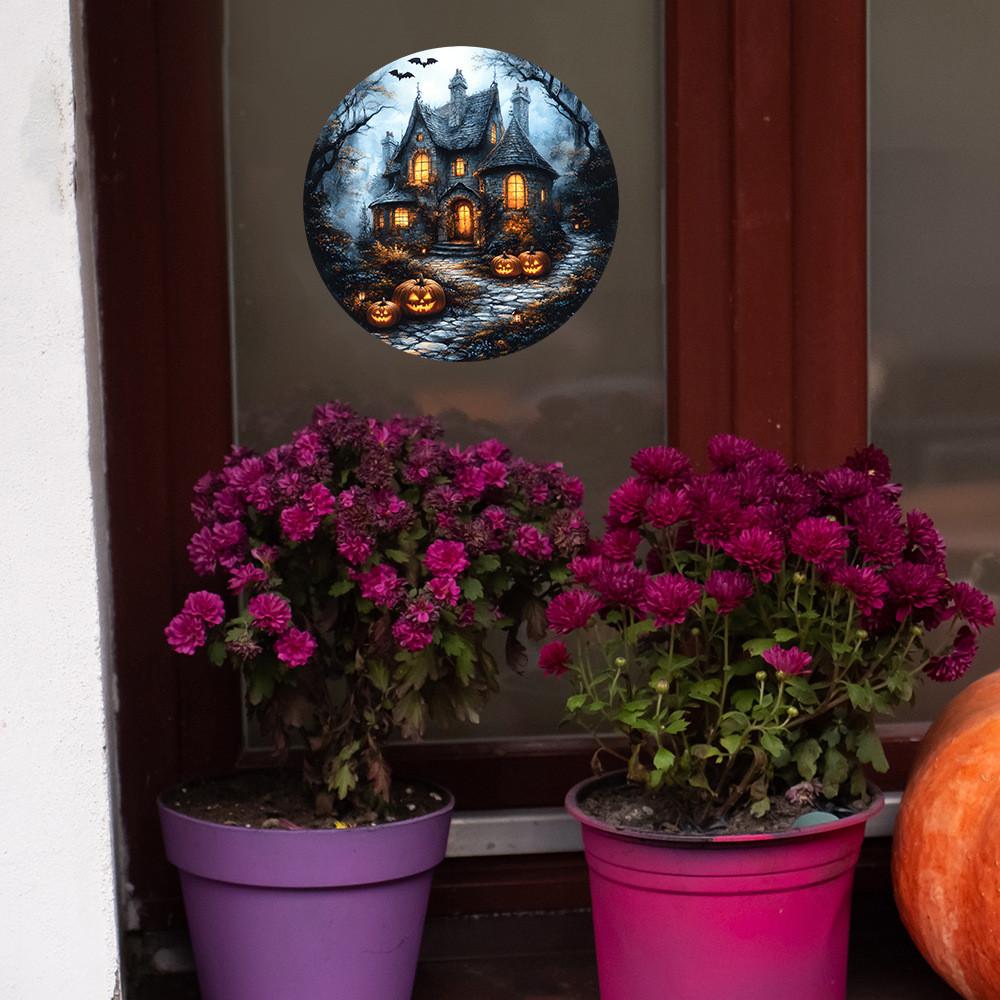 Тыква Хэллоуин Замок Летучая мышь УФ Статические Самоклеящиеся Без Клея Наклейки для Домашнего Декора