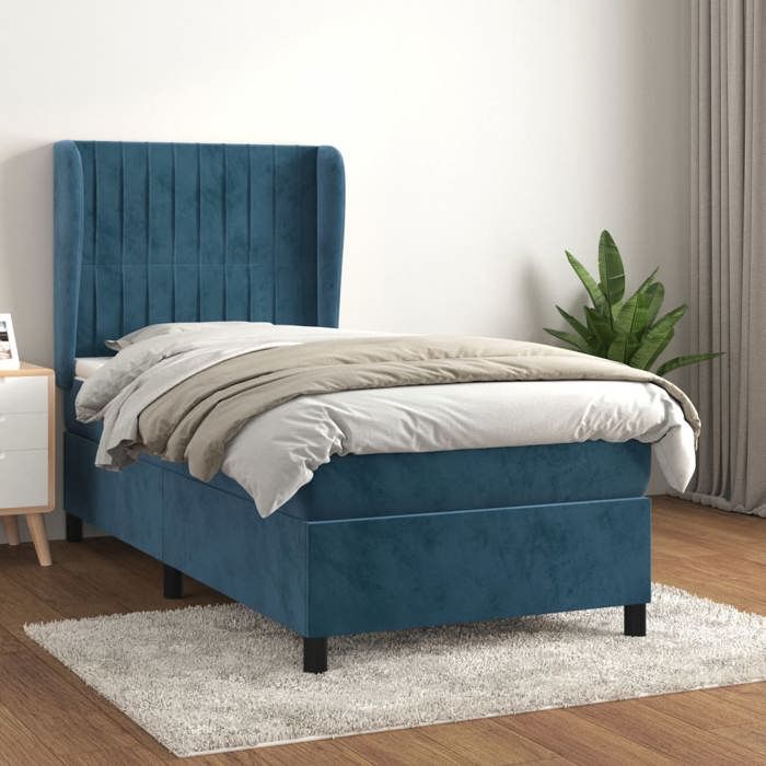 Maison Exclusive - Sommier à lattes de lit avec matelas Bleu foncé 90x190 cm