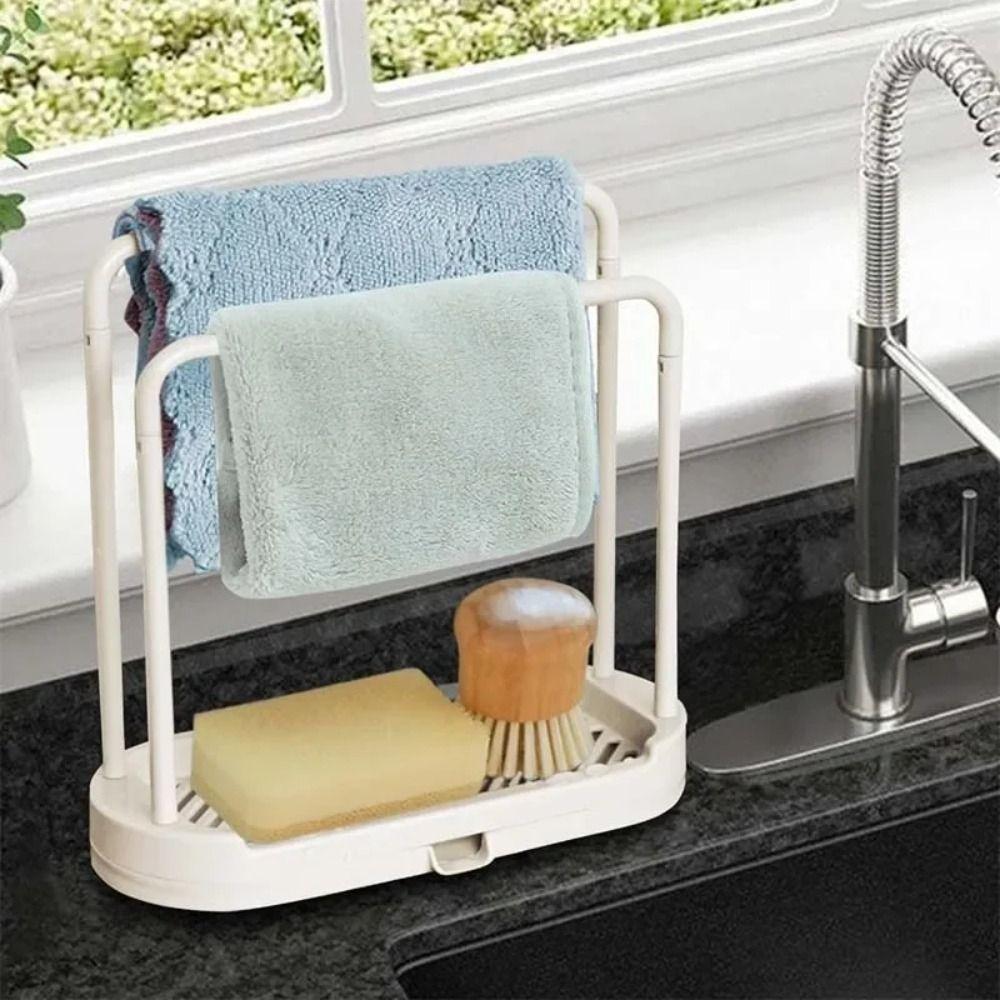 Detachable Sink Towel Drain Stand Double-Layer Countertop Rag Hanger Under Sink