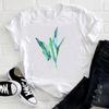 (Asian Size) Short Sleeve Tee Top Feather Watercolor 90s Cute Style Fashion Tshirt Women Clothing Casual Print Lady Female Graphic T-shirt