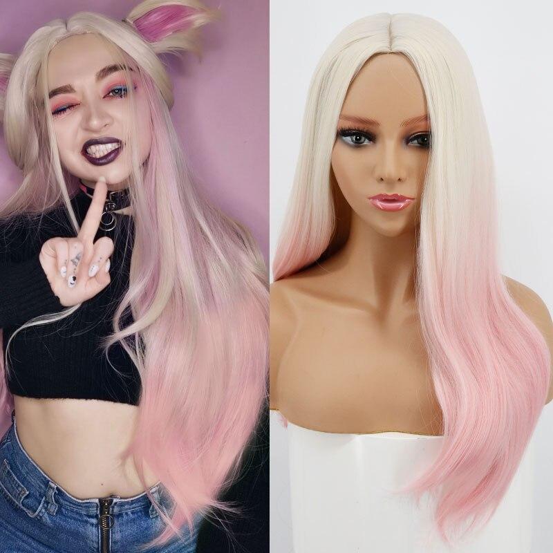 LISI HAIR Хэллоуин синтетические длинные волнистые 613 розовые парики для косплея для женщин красочный парик из волокон высокая температура