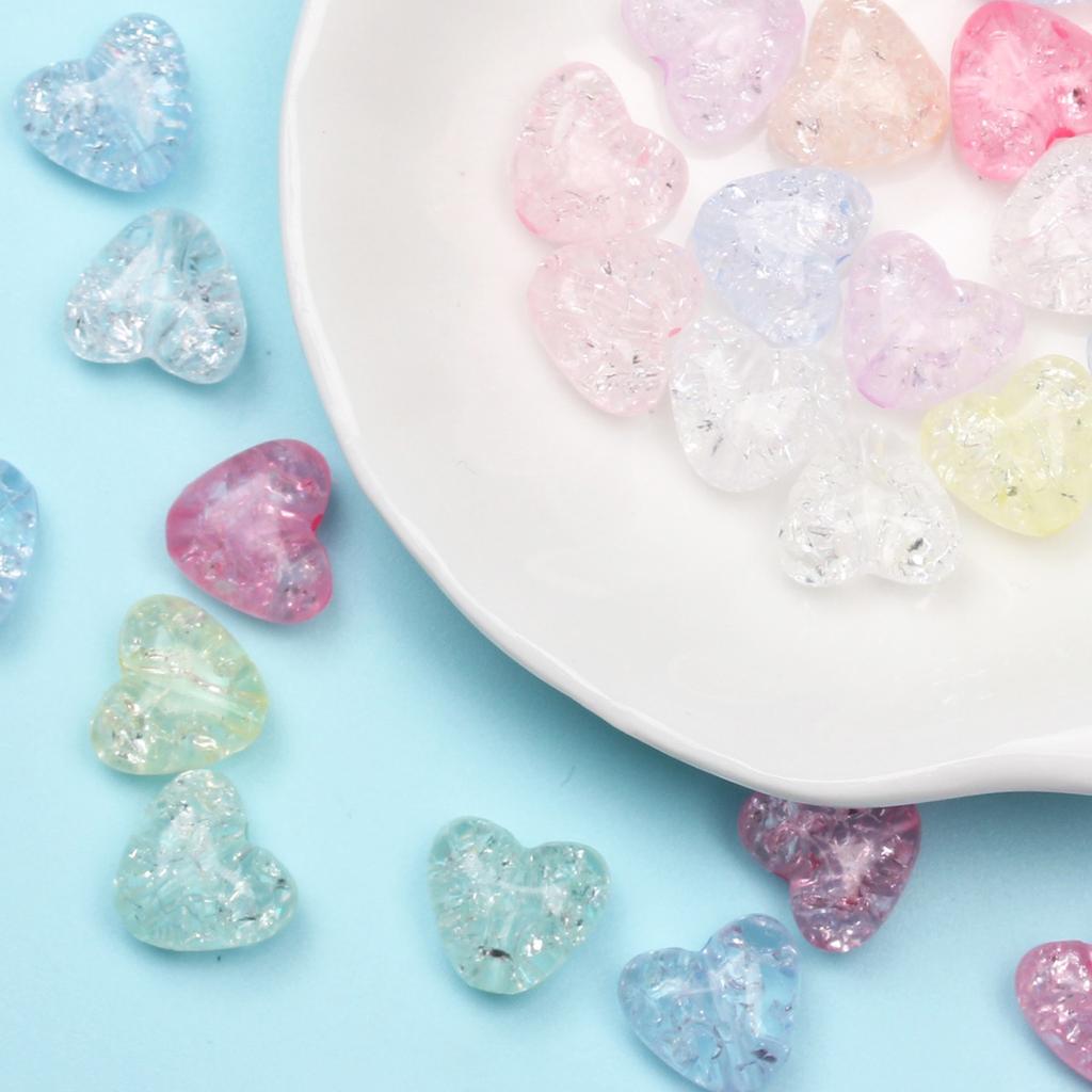 Creative Handmade 9.8*11mm Heart Shape Jewelry Accessories DIY Crack Loose Beads Fashion 50Pcs