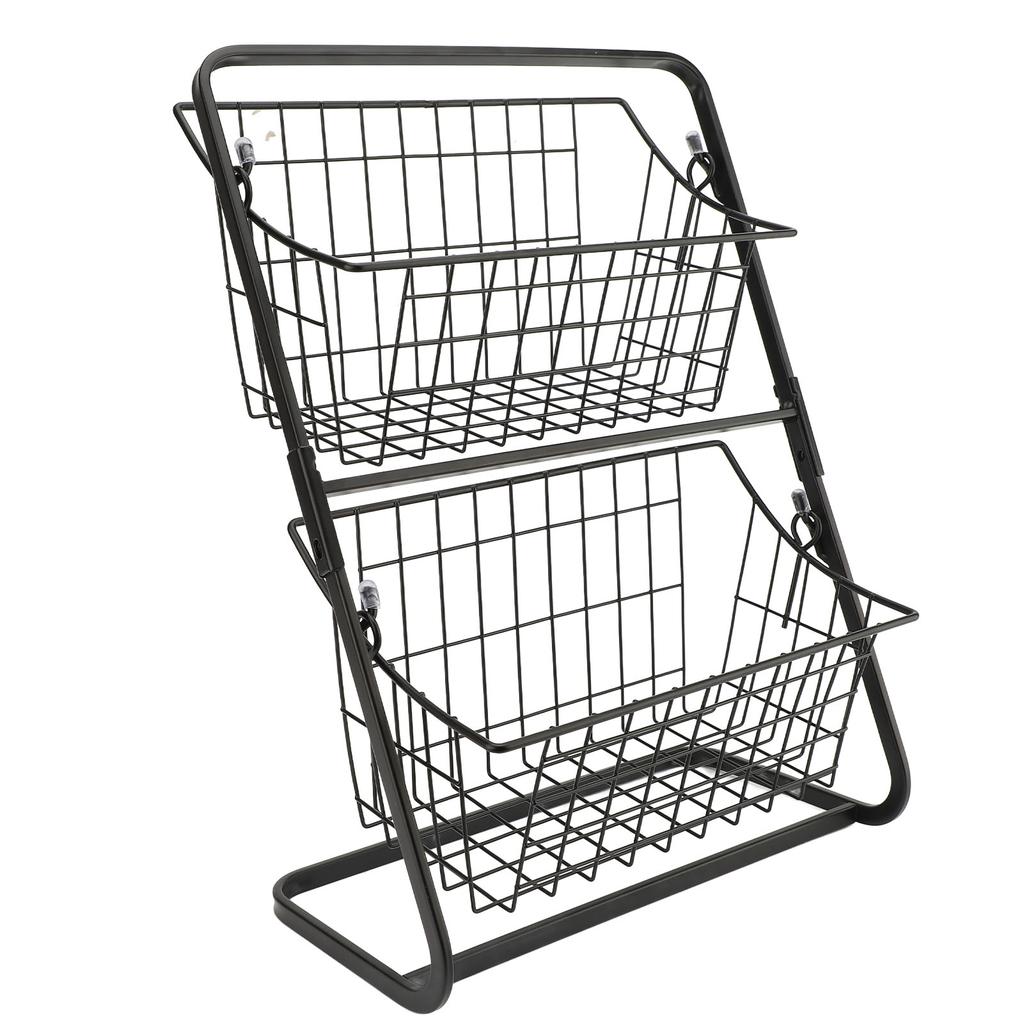 Кухонная корзина для хранения фруктов Многоцелевая сетчатая из углеродистой стали Полая конструкция 2-ярусная корзина-чаша для фруктов для кухонной столешницы