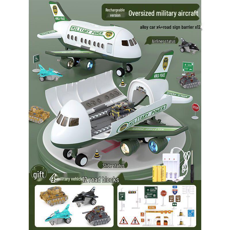 Extra Large Transforming Airplane Toy with Music and Storage Features for Kids