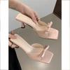 With Skirt Cool Slippers Fairy Shoes 2025 Summer New Bow One-word High Heels High Heels Cool Slippers Woman