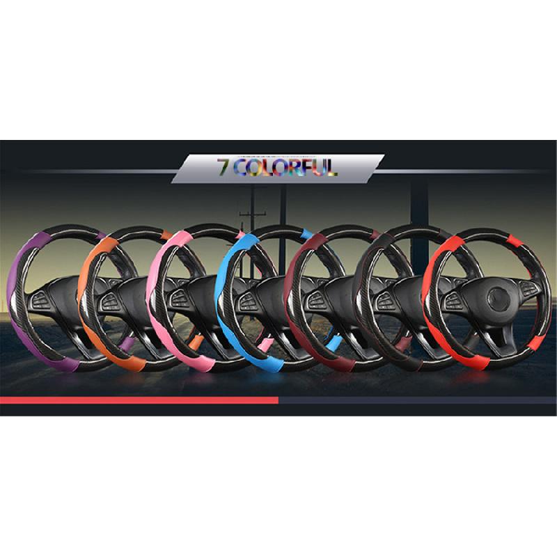 Кристалл Углеродное волокно Чехол на руль автомобиля, Спортивный, Модный, Кожаная оплетка, Нескользящий