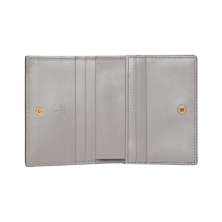 Gucci GG Matelassé Золотой Логотип Складной Дизайн 5 Отделений для Карт Кожаный Клатч-Кошелек Женский кошелек Серый 723786-UM8IG-1275
