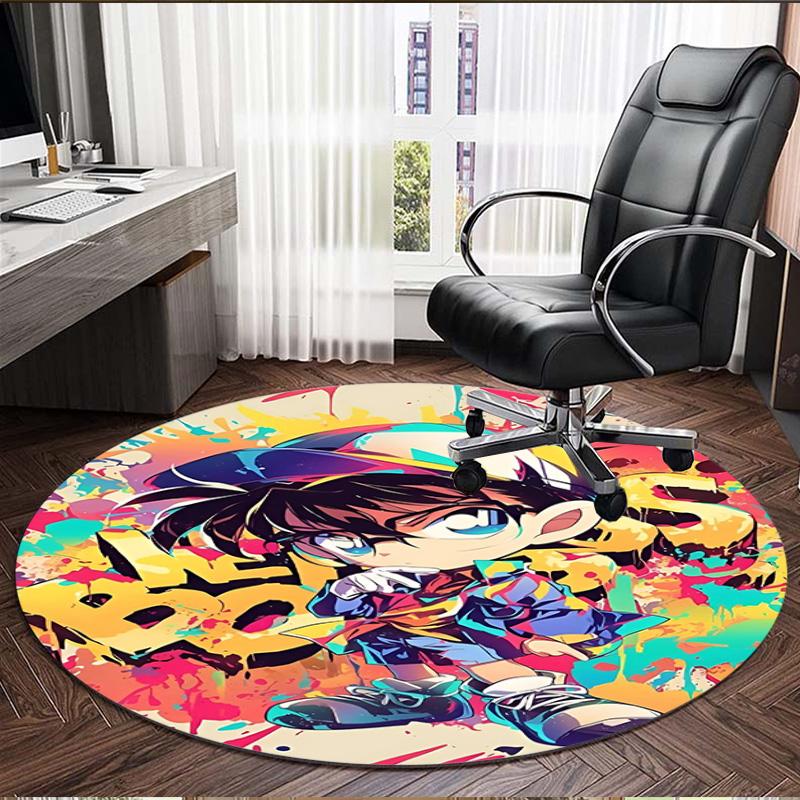 Detective Conan Print Round Rug, Washable Floor Carpet, For Entryway Dorm Laundry Room Office Study, Home Decor Birthday Christmas Gift
