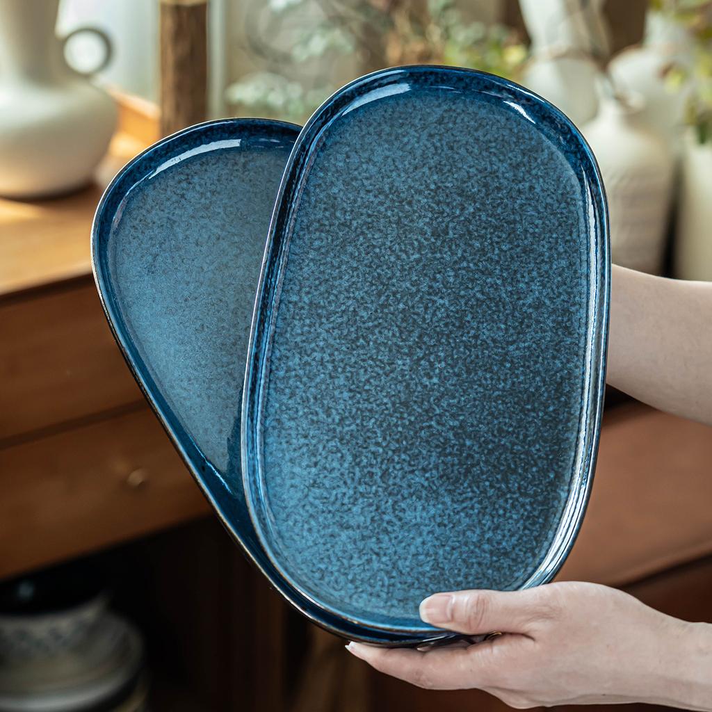 Fish Plate Household High-End Ceramic Plate New Year'S Eve Dinner Plate Plate Oval Plate Restaurant Large Plate