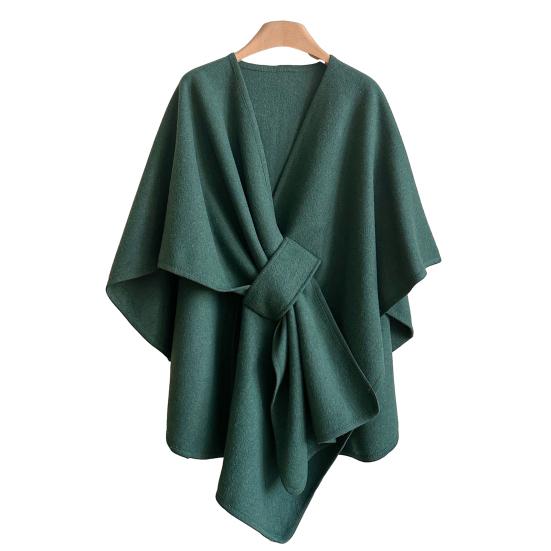 Women Draped Shawl Adjustable Crossover Front Lightweight Soft Warm Shawl Scarf Cape Cardigan Solid Color Knitting Shawl