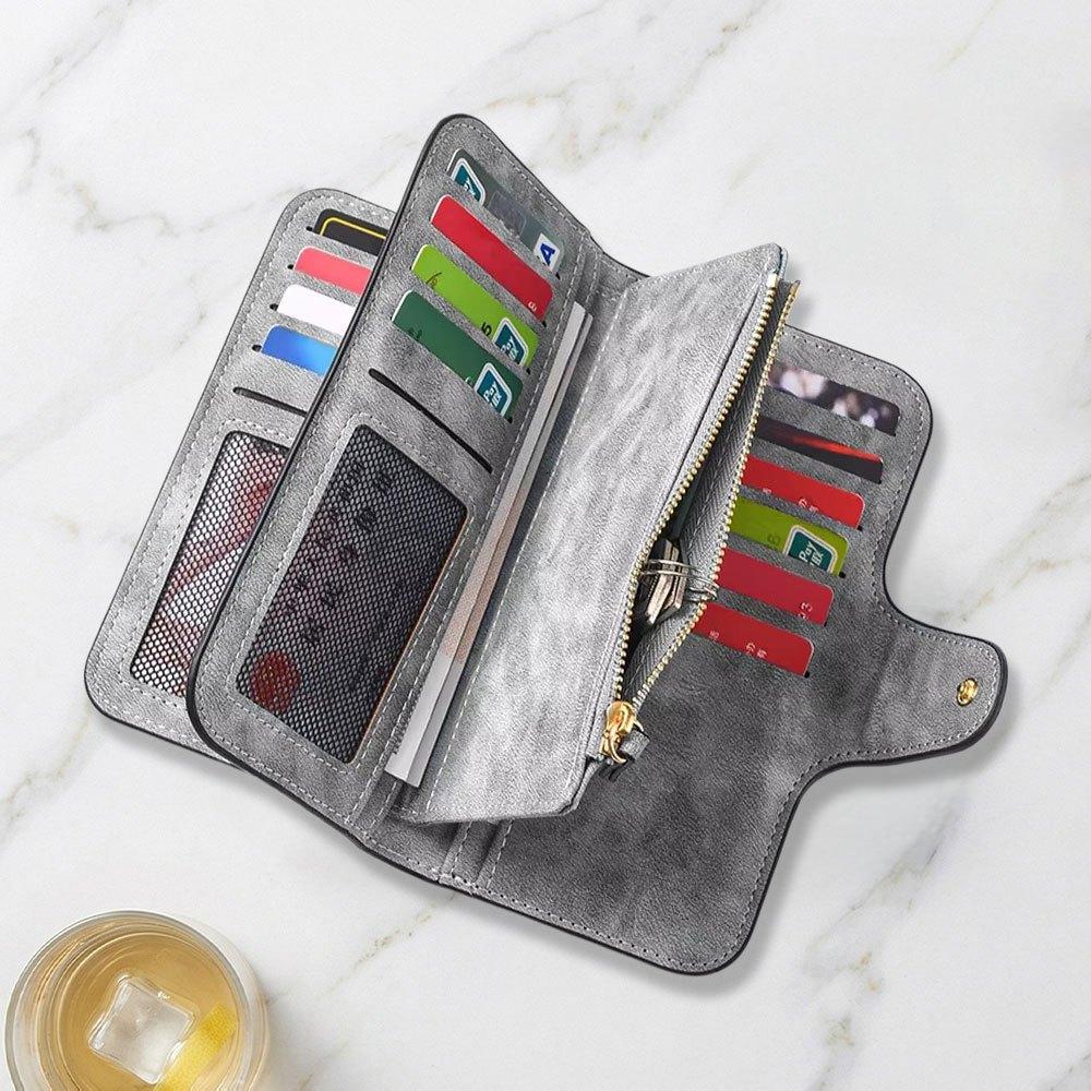 Minimalist line cat silhouette print long wallet multifunctional portable snap closure coin purse unisex perfect birthday gift daily use travel carry