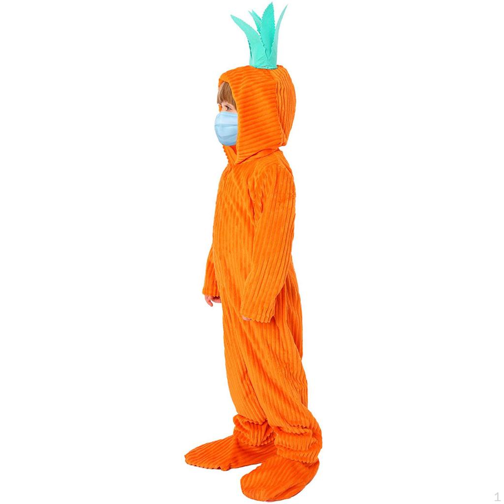 Children Carrot Costume Food Cosplay Suit Jumpsuit Party Pajamas for Role Play