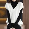 Женский осенне-зимний жилет с V-образным вырезом, свободный, без рукавов, трикотажный однотонный толстый трикотажный пуловер, эластичный, сохраняющий тепло свитер, жилет