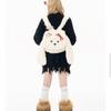Women's Cartoon Plush Teddy Backpack - Cute Autumn/Winter Fashion School Bag in White