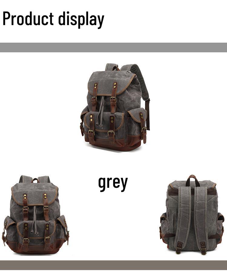 Unisex Waterproof Waxed Canvas Travel Backpack for Outdoor Sports and Laptops