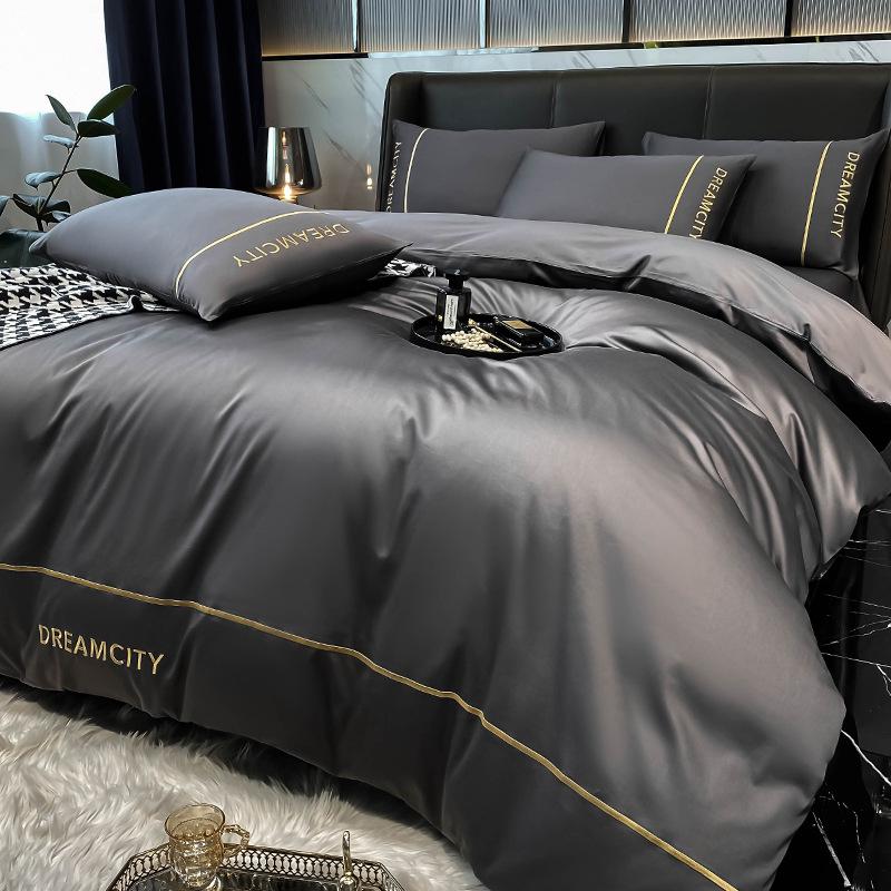 Роскошный комплект из 4 предметов из длинноволокнистого хлопка Синьцзяна: Осенне-зимние простыни, пододеяльники и постельные принадлежности