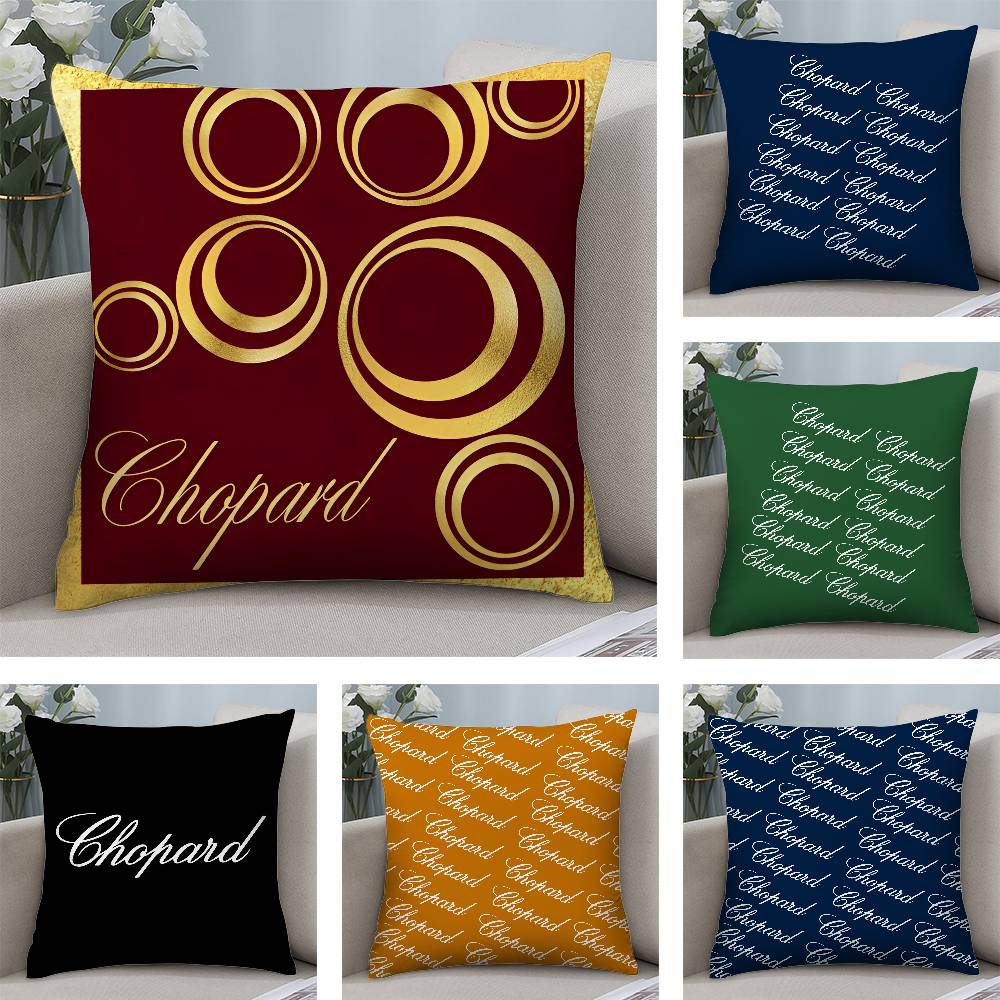 Brand C-Chopard Jewelry Pillow Case Plush Fabric Soft Double Sided Print Home Sofa High Quality Cushion Cover Throw