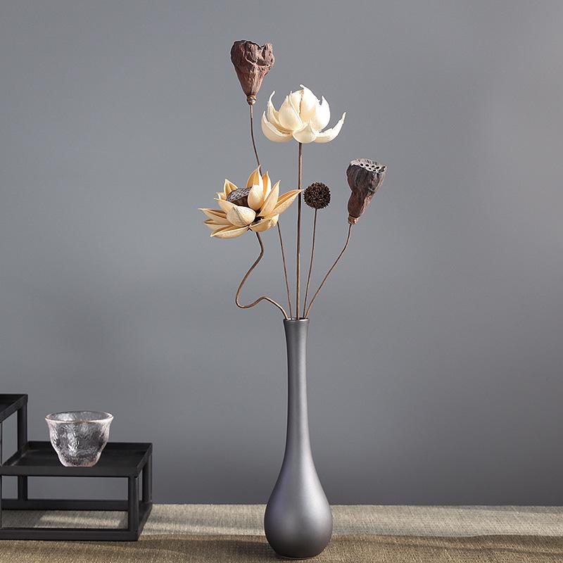 Zen Lotus Dried Flower Bouquet: Natural Chinese Style Living Room Decoration