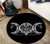 Pentacle Symbol Rug, Pentagram Patterned Round Carpet, Satan  Devil's Trap, White  On Black Supernatural Carpet