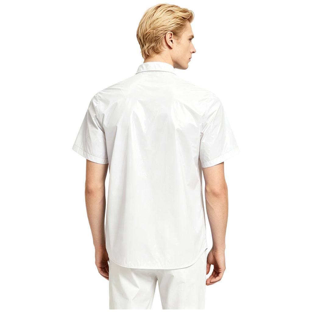Waterproof Short Sleeve Shirt for Men Front Button Wet Look T-Shirt Lapel for Camping Fishing Beach Club Rain Coat
