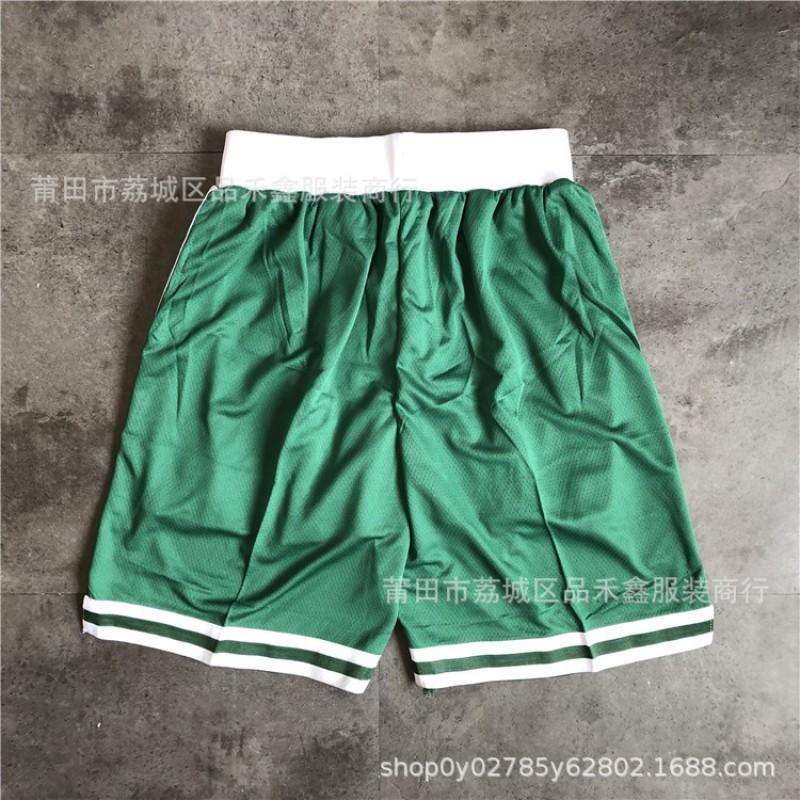 Баскетбольные шорты Boston Celtics Мужские Женские Хлопок Спортивные для Тренировок Зеленые Белые Вышитые Стиль Команды НБА